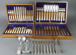 A pair of Victorian silver sugar nips, 2 cased sets and minor items