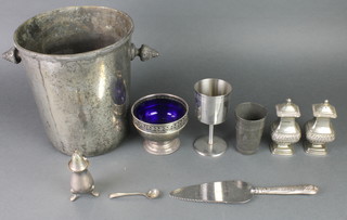 A silver plated champagne cooler and minor items