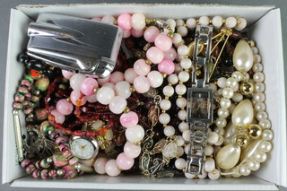 A collection of bead necklaces etc 