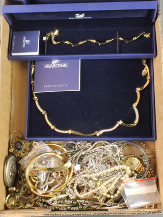 A Swarovski crystal necklace and bracelet and minor costume jewellery including a Victorian silver locket