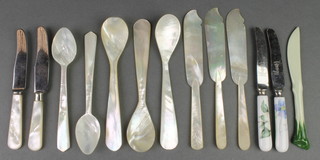 A quantity of mother of pearl cutlery