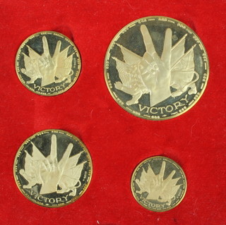 An 18ct gold 4 piece Sir Winston Churchill Victory  medallion set 1965, by Metalimport Ltd, 58 grams, boxed