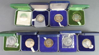 9 silver commemorative crowns, minor crowns