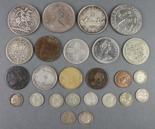 An 1890 crown and minor coins 
