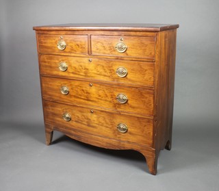 A 19th Century mahogany chest of 2 short and 3 long drawers with brass escutcheons and oval plate drop handles 41"h x 41"w x 18 1/2"d 