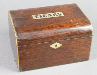 A domed rosewood cigar box 4"h x 5"w x 6 1/2"d 