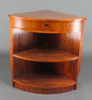 An Archie Shine rosewood 2 tier corner cabinet fitted a drawer 35"h x 28 1/2"w x 20"d 