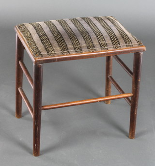 A beech framed Edward VII Coronation stool, raised on turned supports 17"h x 16"w x 12"d 