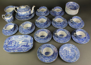 A matched Copeland Spode Italian Garden tea set comprising 11 tea cups, tea pot, milk jug, slop bowl, 2 plates, 12 dessert plates and 12 sandwich plates