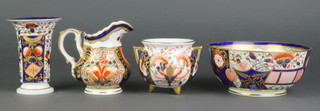 A 19th Century Stevenson & Hancock jug, a spill vase, bowl and 2 handled vase 