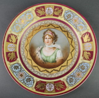 An early 20th Century Century Austrian cabinet plate with portrait panel 8" 