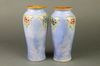 A pair of Royal Doulton oviform vases with floral decoration inscribed Compts of Wor.M and Brethren of the Bond of Friendship Lodge No.4858 Ladies Festival 17 October 1929 8 3/4" 