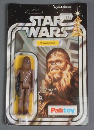 An original Star Wars  Chewbacca 12 back figure (SW 12B) by Palitoy.  Carded, unpunched with original bubble intact and Goodacres price tag 
