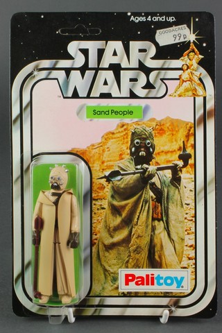 An original Star Wars Sand People 12 back figure (SW 12B)  by Palitoy.  Carded, unpunched with original bubble intact and Goodacres price tag 