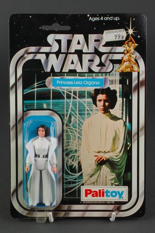 An original Star Wars Princess Leia  figure by Palitoy.  Carded,  packaging punched and original bubble creased and with Goodacres price tag 