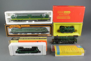 A Hornby railways R.051 GWR tank engine boxed, a Mainline OO gauge model of a type 41C0-C01 diesel locomotive boxed, a Lima double headed locomotive, a Hornby O gauge locomotive, a  Piko N gauge double headed diesel locomotive 
