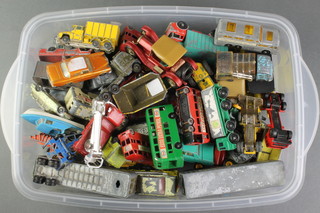 A collection of various Lesney and Matchbox cars, play worn 