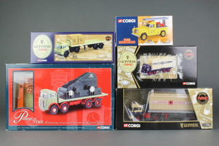 A Corgi limited edition model of a Leyland lorry 23701, 2 other Corgi Guinness Lorries 22504 and 22503, a Passage of Time model 00804 and a Corgi fire support vehicle O7160, all boxed 