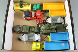 A Dinky 686 box (no contents) and a small collection of various toy cars 