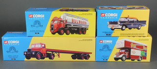 4 Corgi Classic models - 16401 Siddle C Cook limited Scammell, 27301 The Bulk Transporter, 18301 Watt's Brothers Bedford and 51304 Chevrolet police car