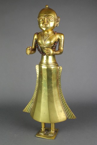An early gilt metal standing figure of a Buddha reputed to have been found during the building of BB & CI railway excavations in the Tapti Valley of Gujarat around 1890, 32"h 