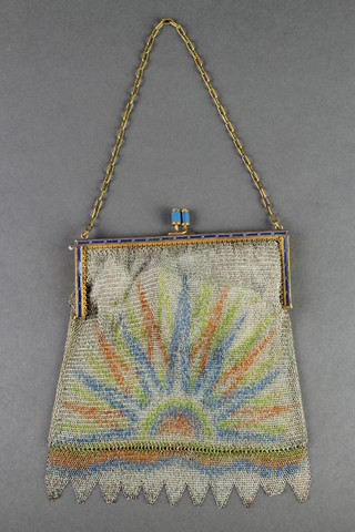 An Art Deco chain mail evening bag, some damage by mount