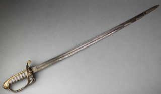 Henry Wilkinson, a Victorian Infantry officers sword with etched blade and brass knuckle guard 