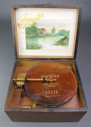 Monopol, a 19th Century German 7 1/2" polyphon contained in a pine case with hinged lid, together with 2 discs - After The Ball and All is Fair 