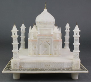 An Indian carved marble model of the Taj Mahal 9" x 9" x 9" 