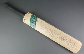 A Slazenger short handled cricket bat signed by the England and Surrey 11 including Graham Taylor, David Gower, John Server, Geoff Knight and others 