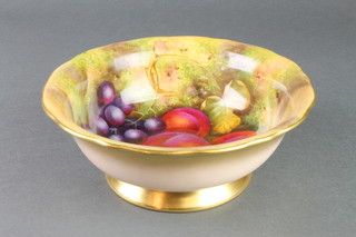 A Royal Worcester fruit bowl decorated with fruits and leaves by E Townsend 10" 