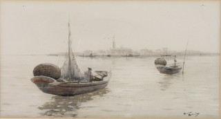 20th Century watercolour, a study of The Grand Canal Venice, indistinctly signed 6" x 11" 