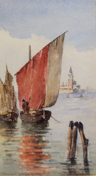 F Vervloet, watercolour, a Venetian canal study, signed and inscribed 7" x 4" 