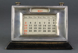 A silver mounted desk top calendar, Birmingham 1929