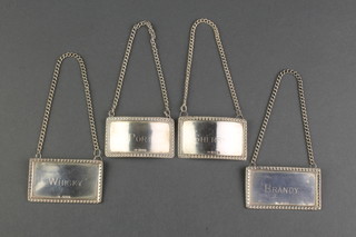 4 silver spirit labels, London 1980, 64 grams
