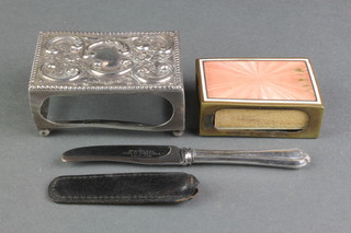 An Edwardian repousse silver match sleeve, Birmingham 1904 and 2 other items