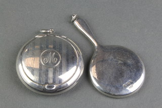 A miniature silver hand mirror Birmingham 1917 and a ditto compact 
