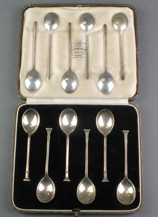 2 sets of silver coffee spoons