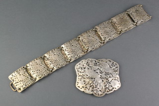 A Chinese pierced silver belt and buckle