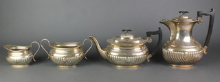 A silver plated 4 piece demi-fluted tea and coffee set
