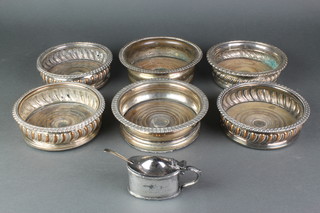 6 silver plated coasters and a plated mustard