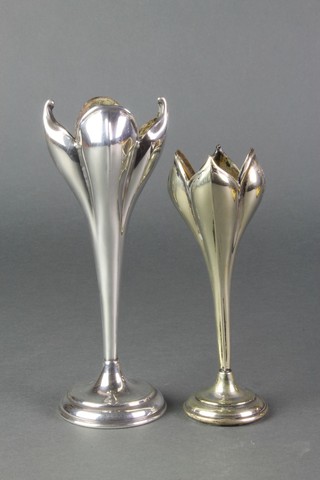 2 silver plated posy vases
