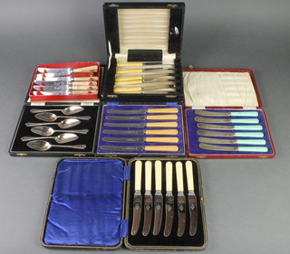 6 silver plated cased sets 
