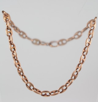 A 15ct yellow gold watch chain, 34 grams