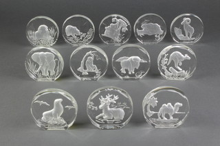 12 Danbury Mint glass animal sculptures