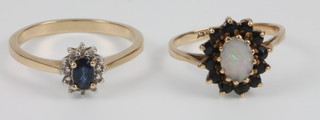 2 9ct gold gem set rings, size I 1/2 and N