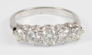 An 18ct white gold 5 stone diamond ring size  N 1/2