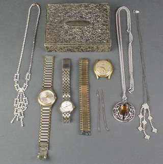 A collection of minor costume jewellery and watches 