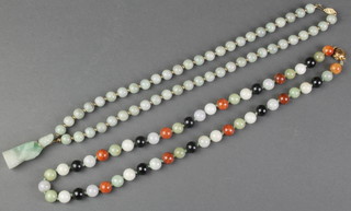 2 jade and hardstone bead necklaces 