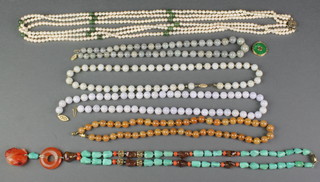 A quantity of hardstone and other bead necklaces